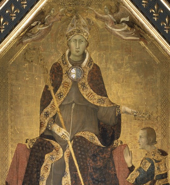 Fig. 9 - Simone Martini, Saint Louis of Toulouse Crowning His Brother Robert of Anjou, 1317 ca., Naples, Museo Nazionale di Capodimonte, tempera on panel, 250×188 cm, © Museo e Real Bosco di Capodimonte, courtesy of Ministero della Cultura.
